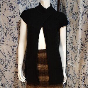Seductions Black Cap Sleeve Turtleneck Sweater Size M